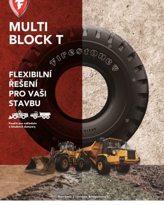Novinka v ČR! Firestone MBT E3/L3 pro dempry a nakaldače. Rozměry 17.5R25 až 29.5R25 skladem. Doprava zdarma!
